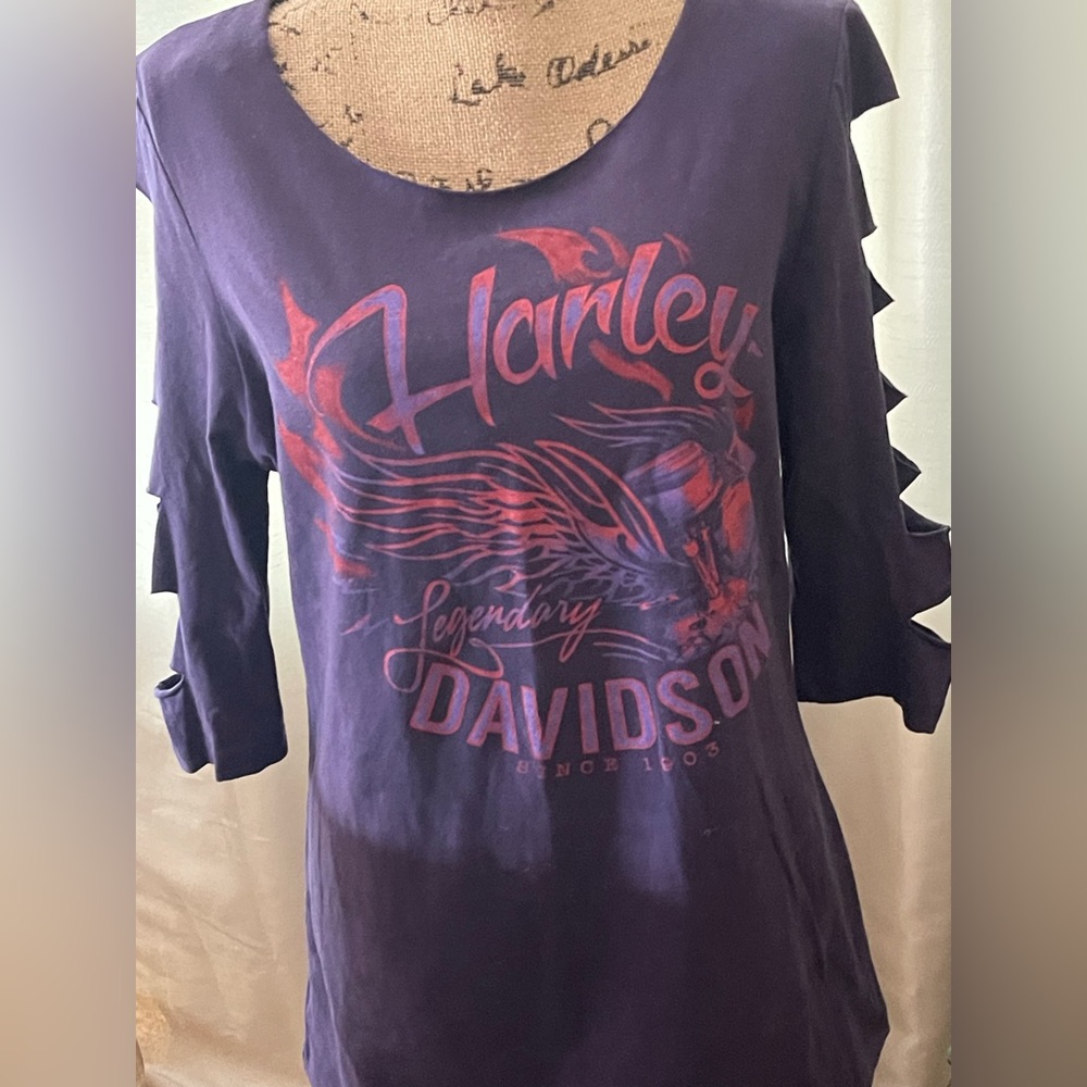 Harley Davidson Xl T with cut out 3/4 sleeve and scoop neck. Really different.